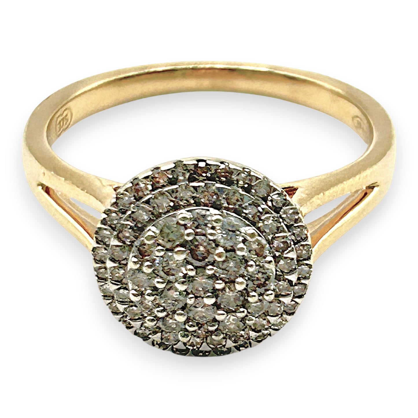 NZGD | 9ct Gold 0.5ct. Halo Classic Cluster Ring Valuation $2,250