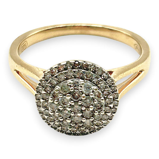 NZGD | 9ct Gold 0.5ct. Halo Classic Cluster Ring Valuation $2,250