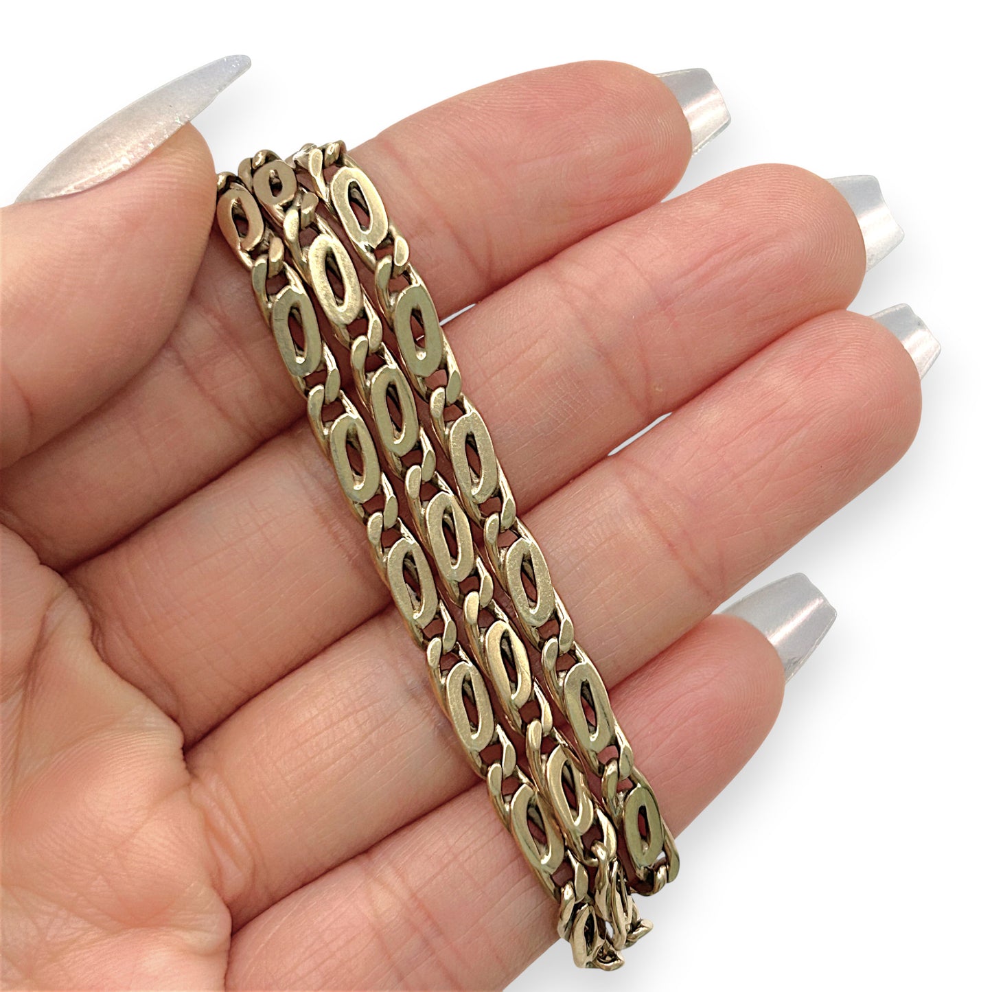NZGD| 9ct Gold Golden Echo Double‑Link Chain 48cm