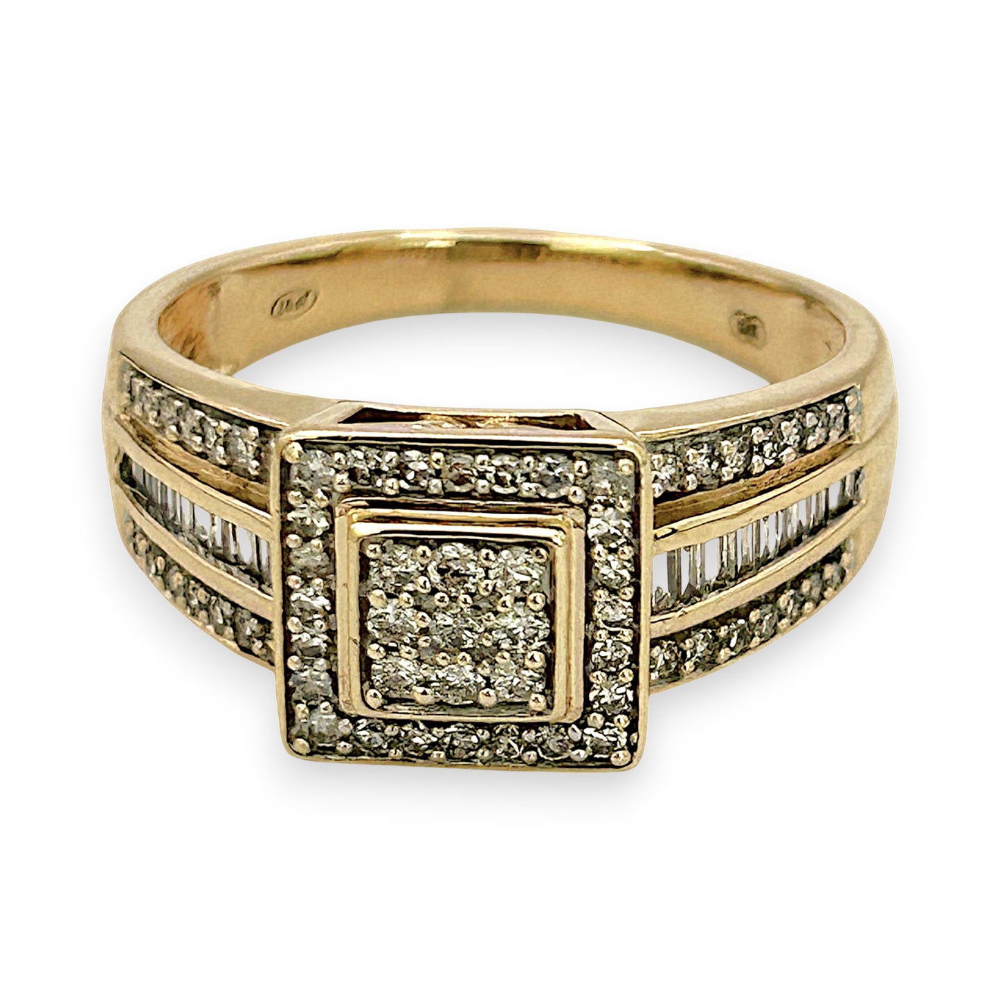 NZGD | 9ct Gold Regal Square Mixed‑Cut Diamond Ring Valuation $2,250