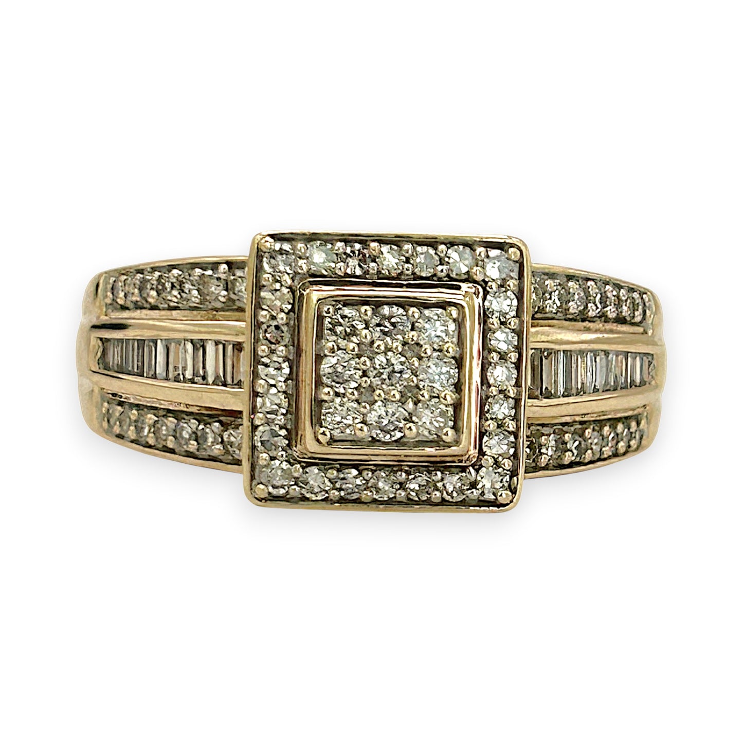 NZGD | 9ct Gold Regal Square Mixed‑Cut Diamond Ring Valuation $2,250