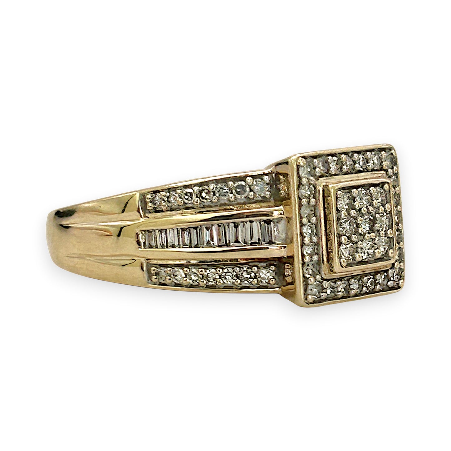 NZGD | 9ct Gold Regal Square Mixed‑Cut Diamond Ring Valuation $2,250