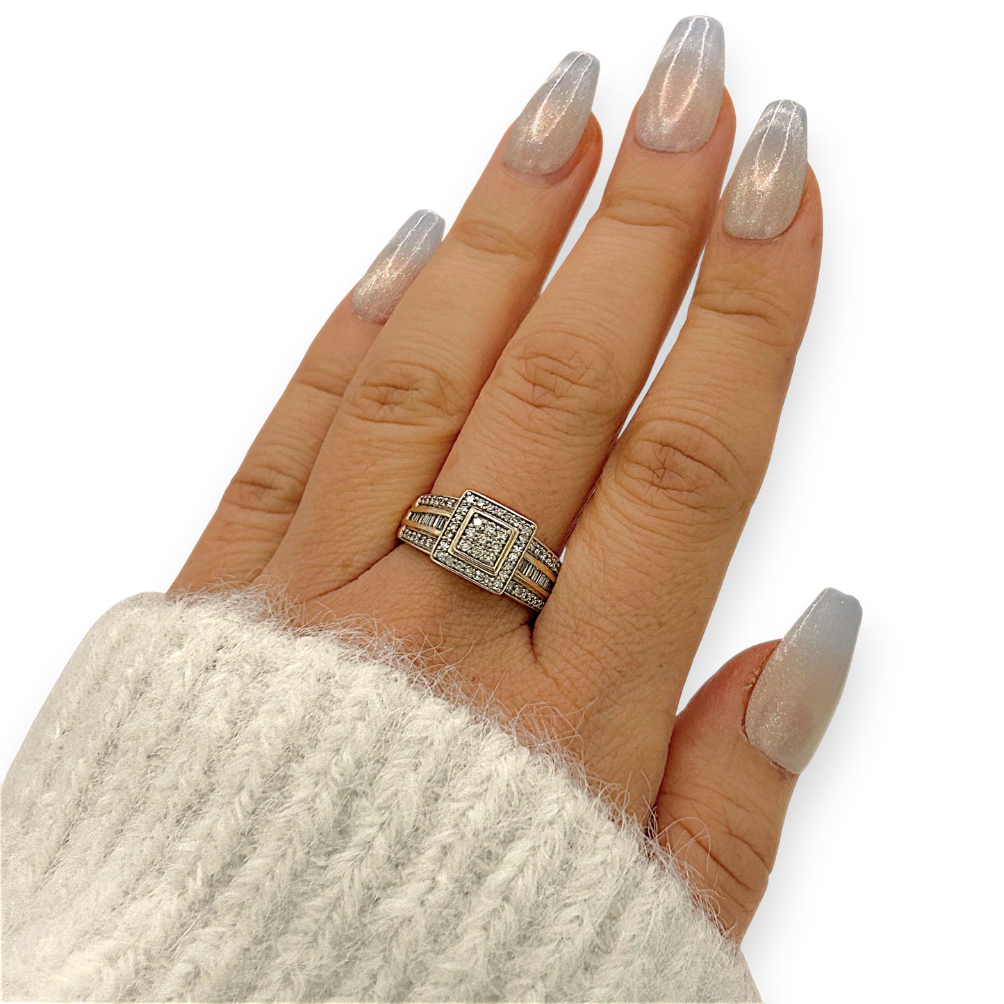 NZGD | 9ct Gold Regal Square Mixed‑Cut Diamond Ring Valuation $2,250