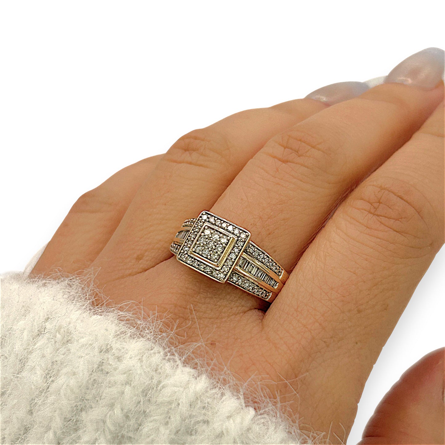 NZGD | 9ct Gold Regal Square Mixed‑Cut Diamond Ring Valuation $2,250