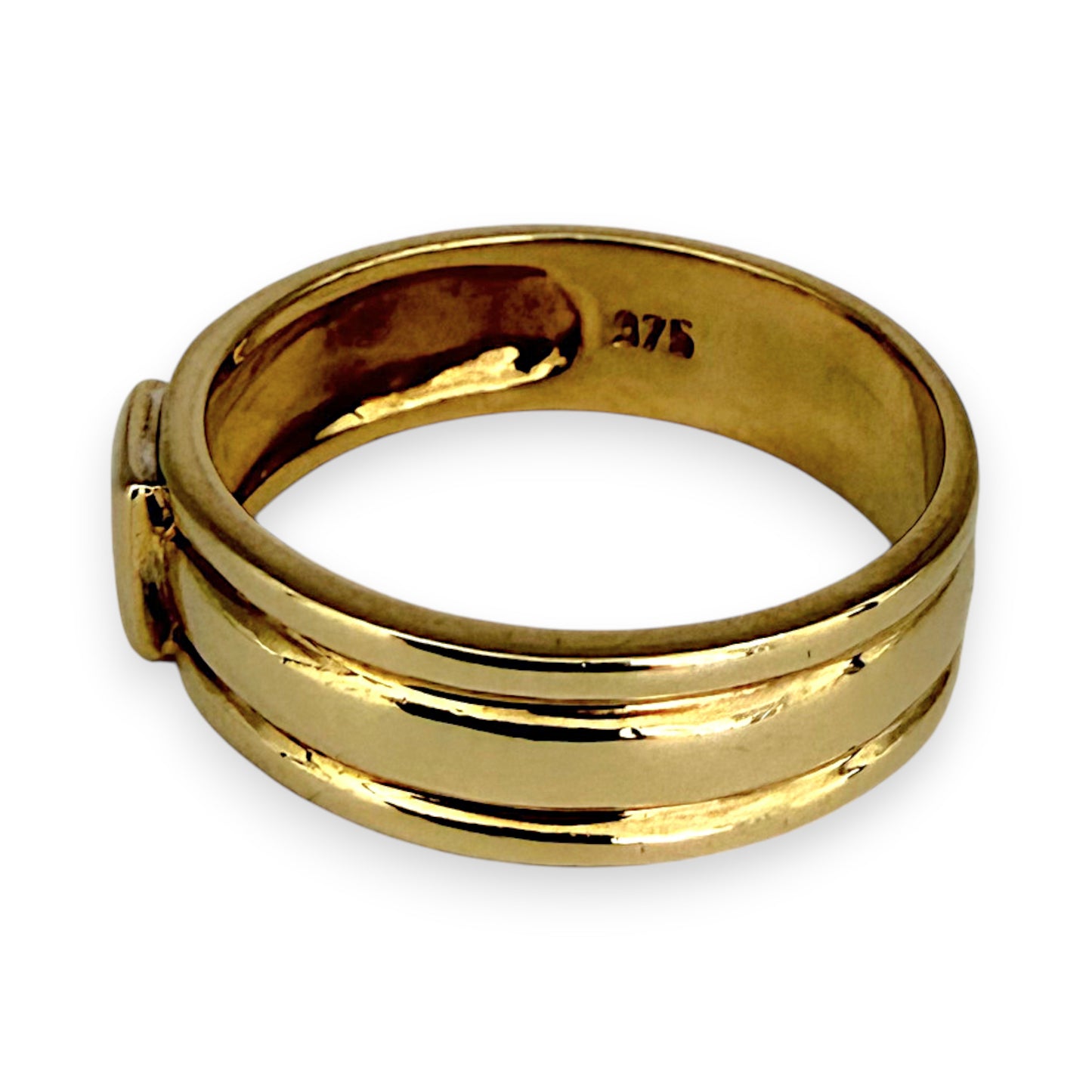 NZGD | 9ct Gold Diamond Crest Band Ring Size P