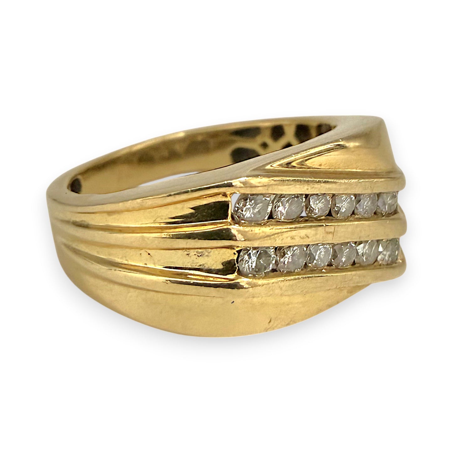 NZGD | 10ct Gold Radiant Axis Band Ring Size P