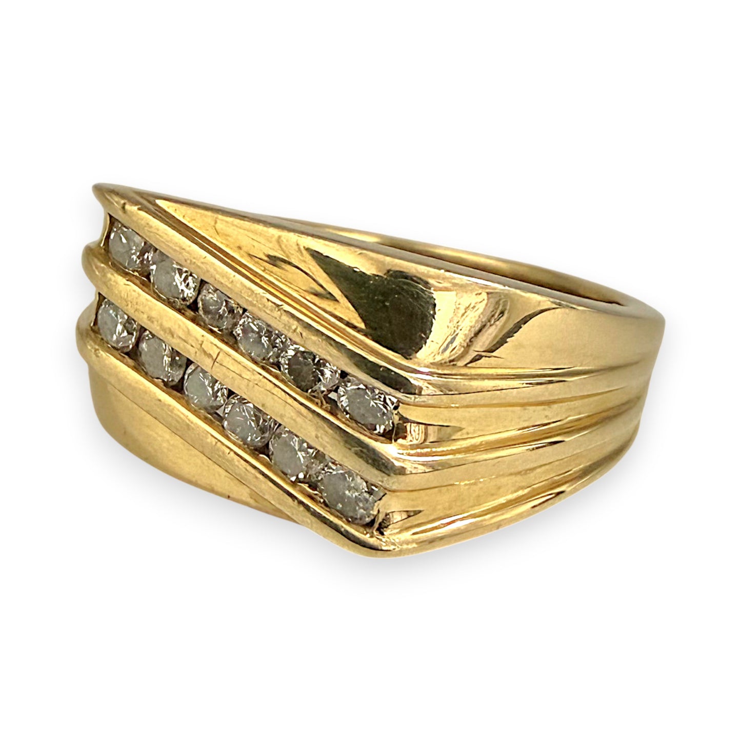 NZGD | 10ct Gold Radiant Axis Band Ring Size P