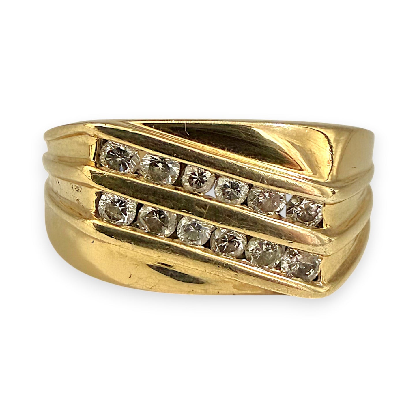 NZGD | 10ct Gold Radiant Axis Band Ring Size P