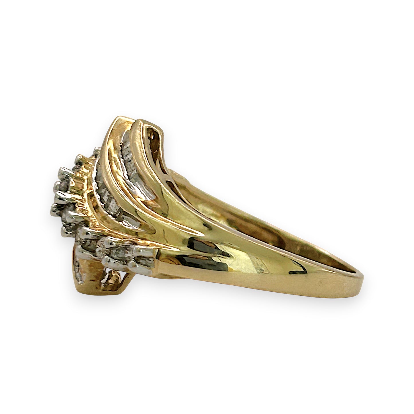 NZGD | 10ct Gold Diamond Baguette Wave Ring Valuation $2,200