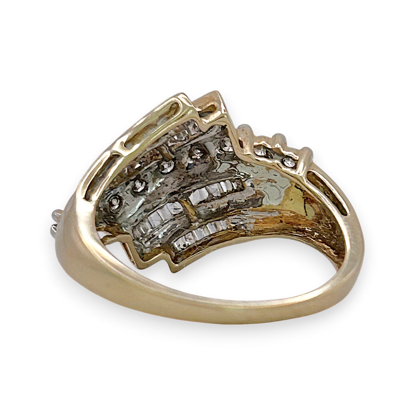 NZGD | 10ct Gold Diamond Baguette Wave Ring Valuation $2,200