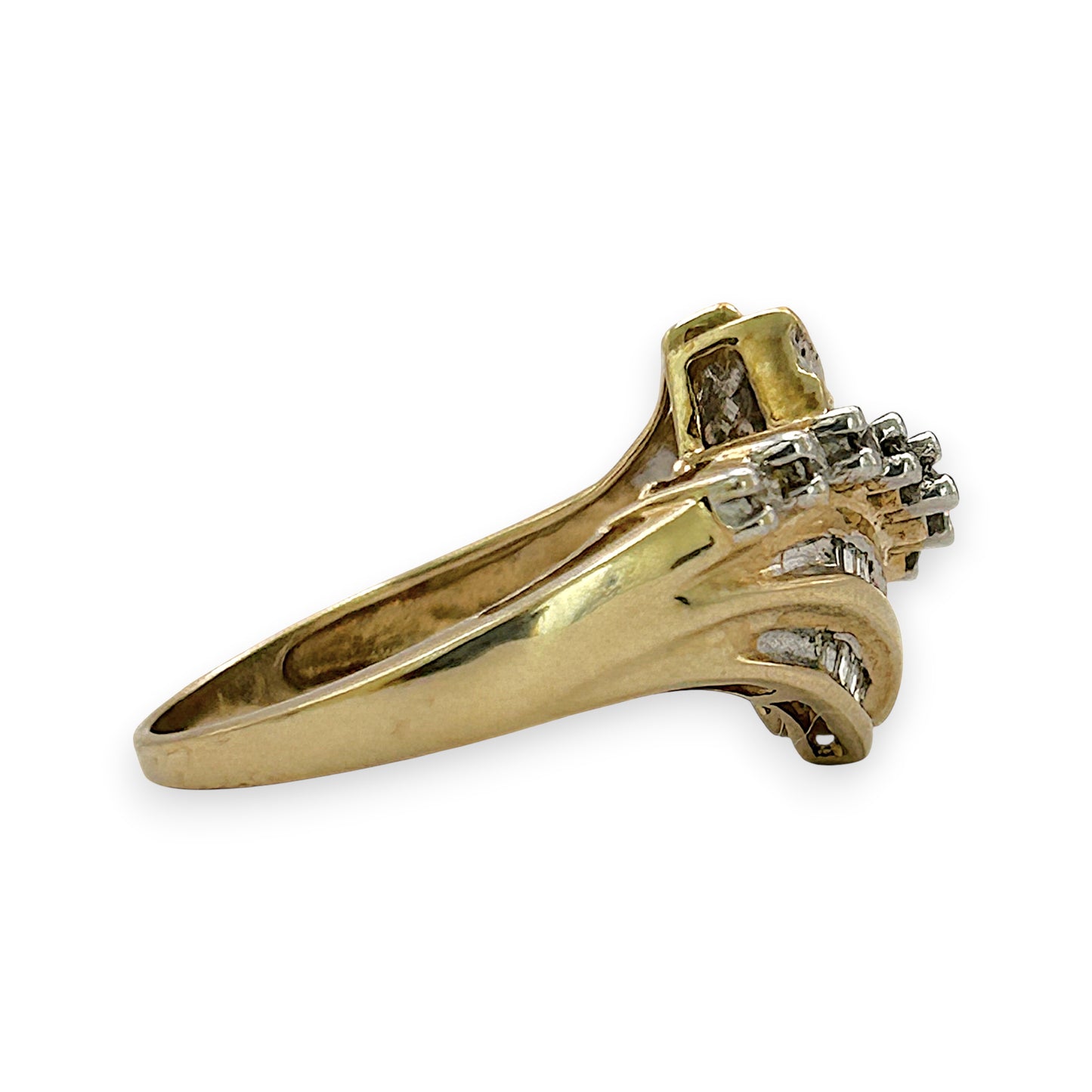 NZGD | 10ct Gold Diamond Baguette Wave Ring Valuation $2,200