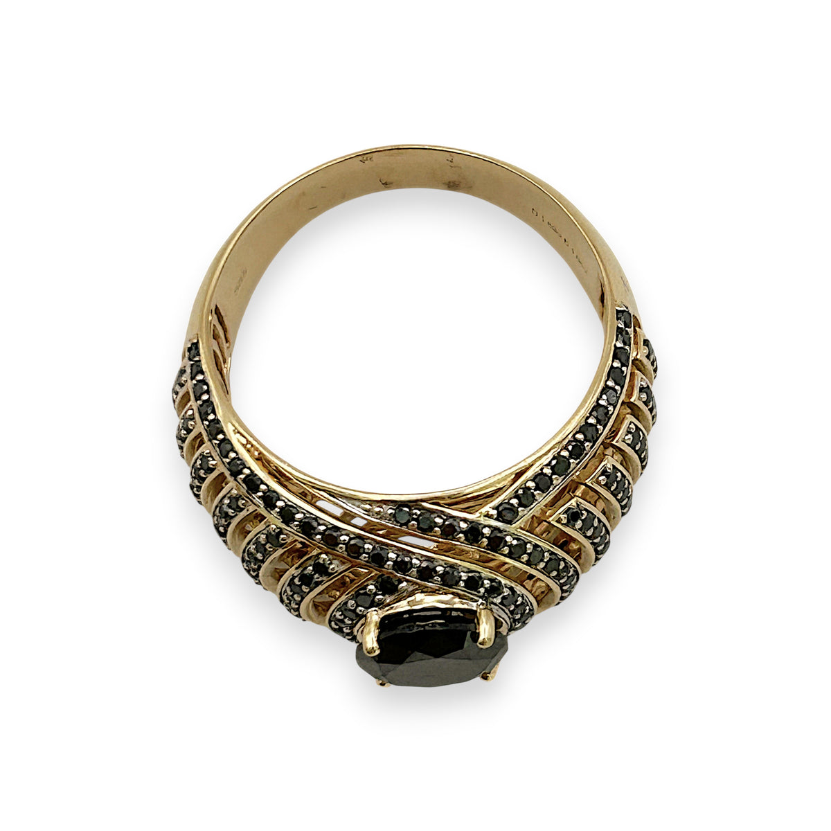 NZGD | 14ct Gold Black Diamond Eclipse Crest Ring Size V