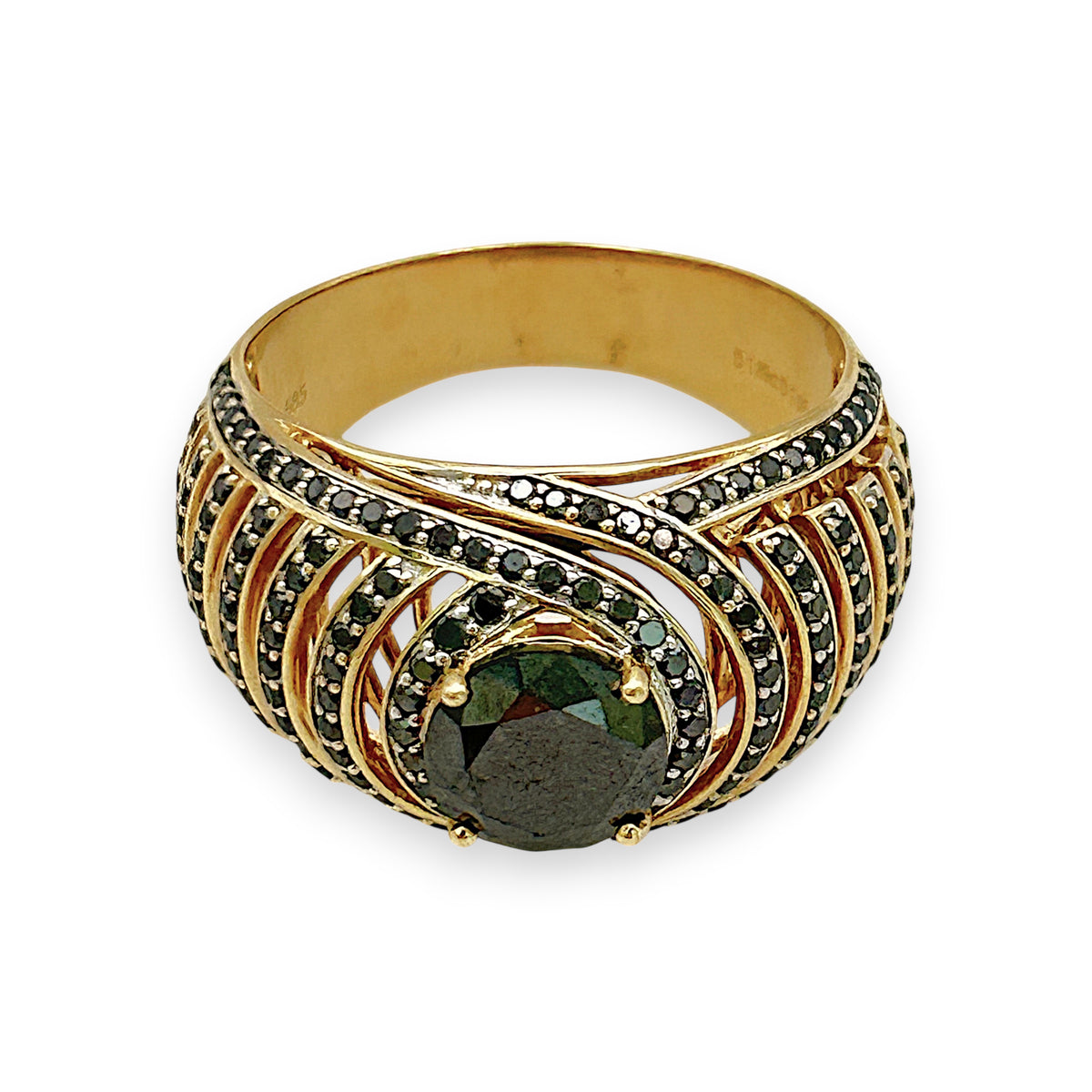 NZGD | 14ct Gold Black Diamond Eclipse Crest Ring Size V