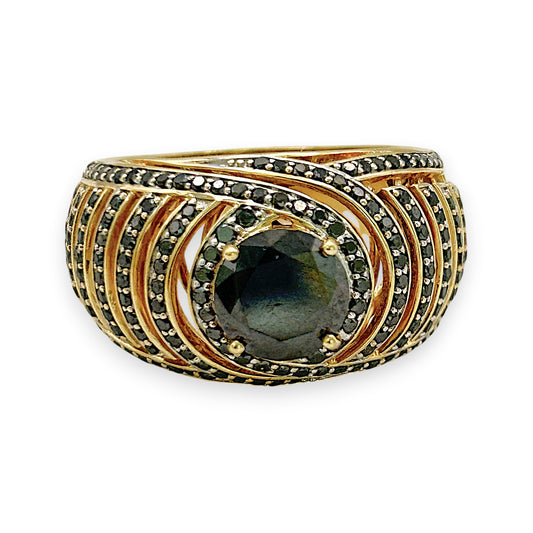 NZGD | 14ct Gold Black Diamond Eclipse Crest Ring Size V