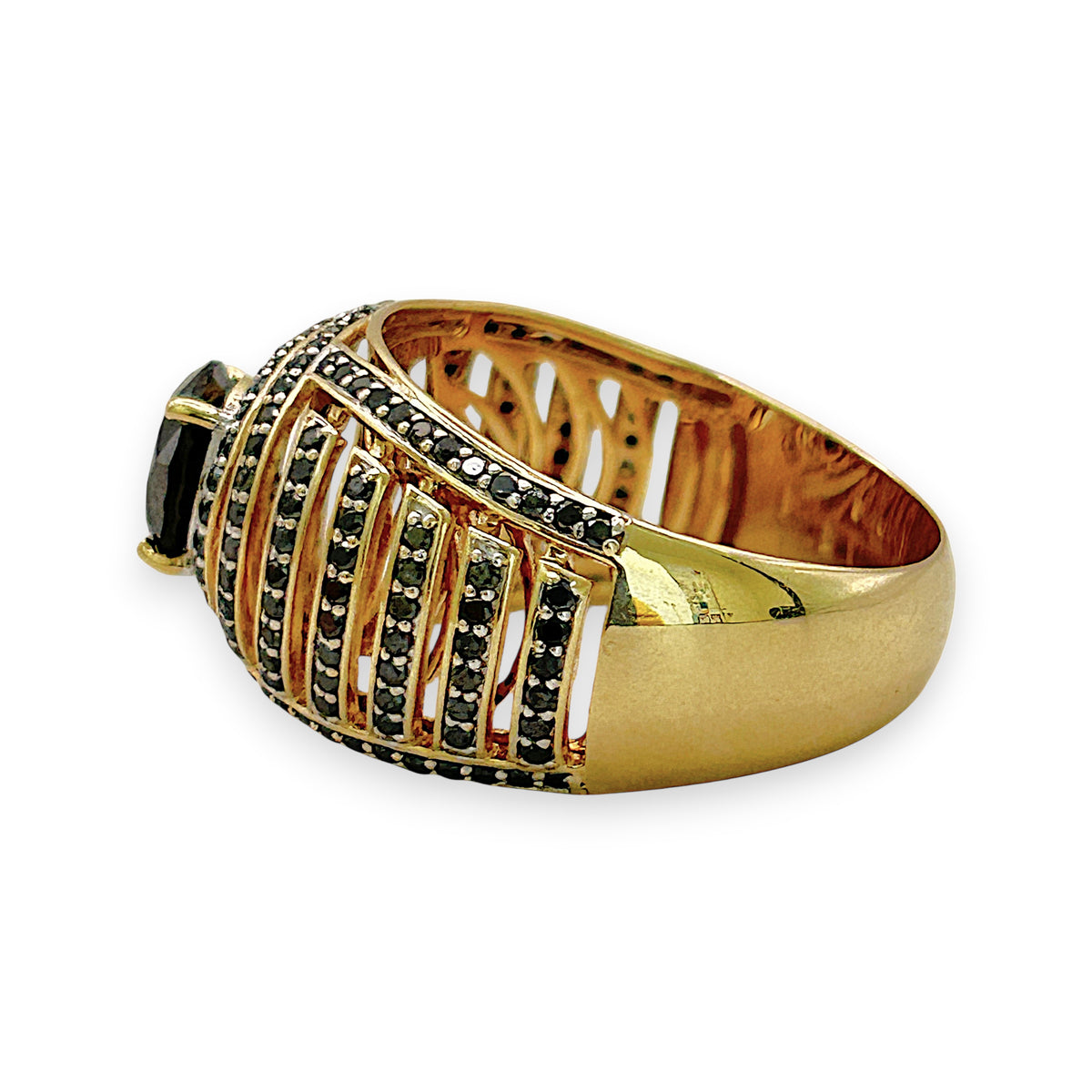 NZGD | 14ct Gold Black Diamond Eclipse Crest Ring Size V