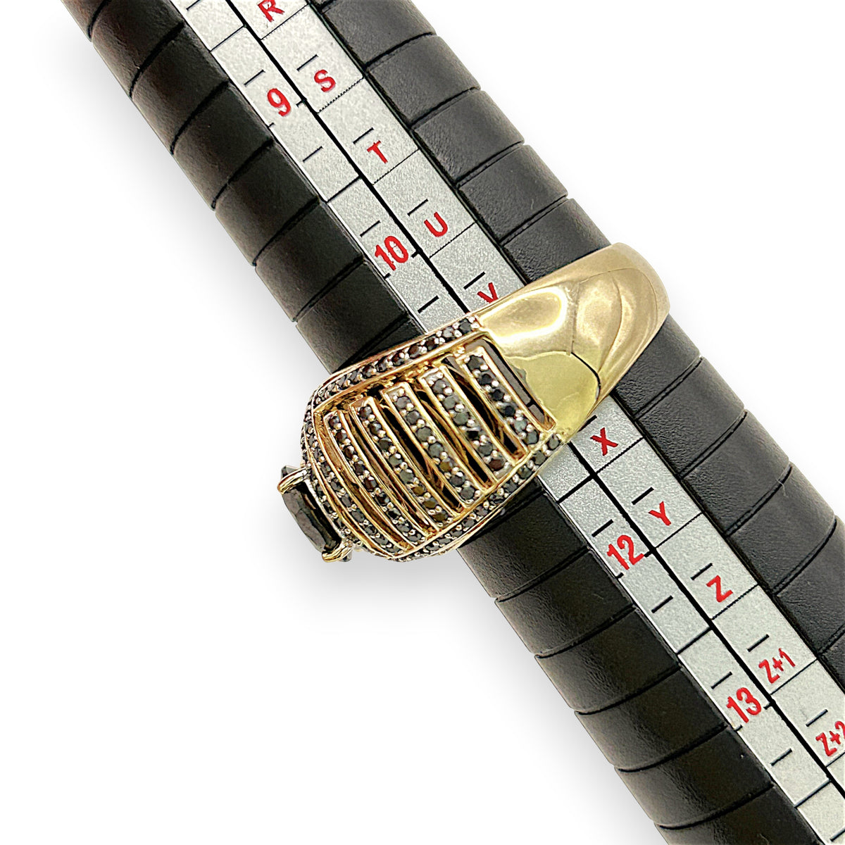 NZGD | 14ct Gold Black Diamond Eclipse Crest Ring Size V