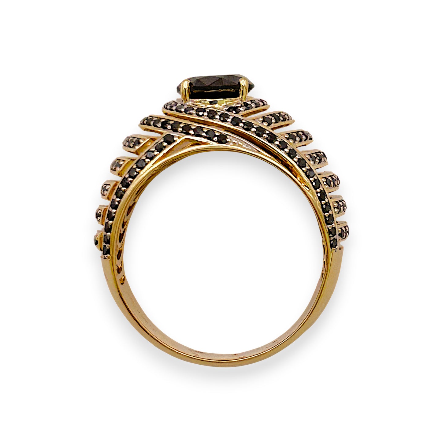 NZGD | 14ct Gold Black Diamond Eclipse Crest Ring Valuation $8,000