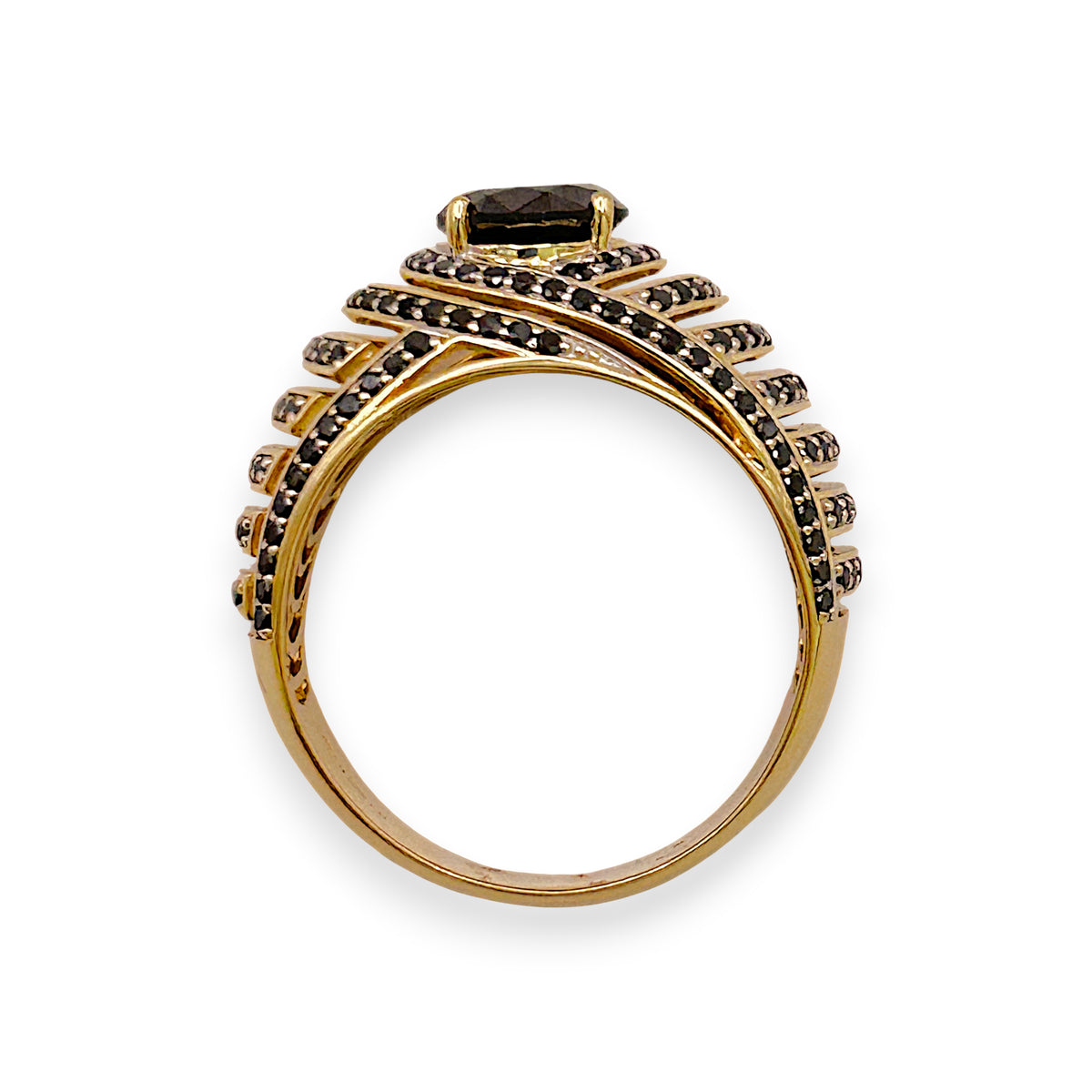 NZGD | 14ct Gold Black Diamond Eclipse Crest Ring Size V
