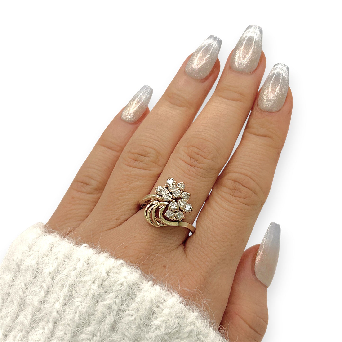 NZGD | 14ct Gold Diamond Starlight Cluster Ring Valuation $4,650