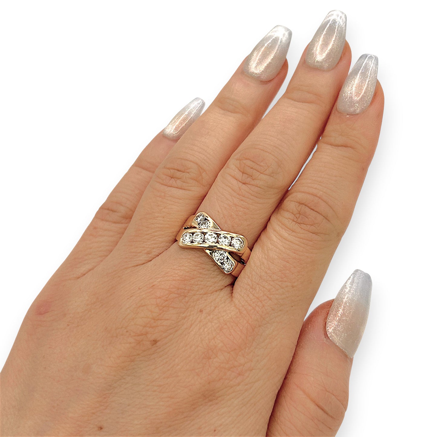 NZGD | 18ct Gold Diamond Crossover Ring Valuation $7,500