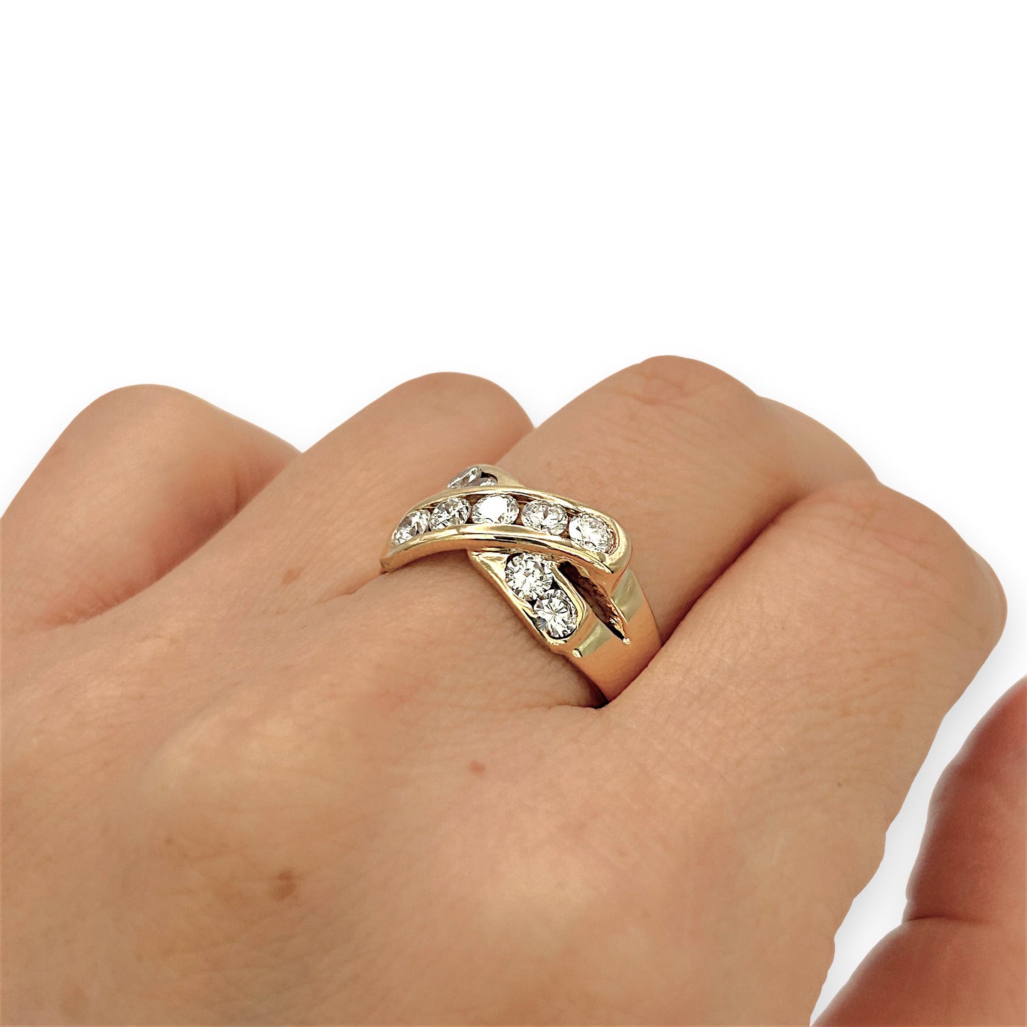 NZGD | 18ct Gold Diamond Crossover Ring Valuation $7,500