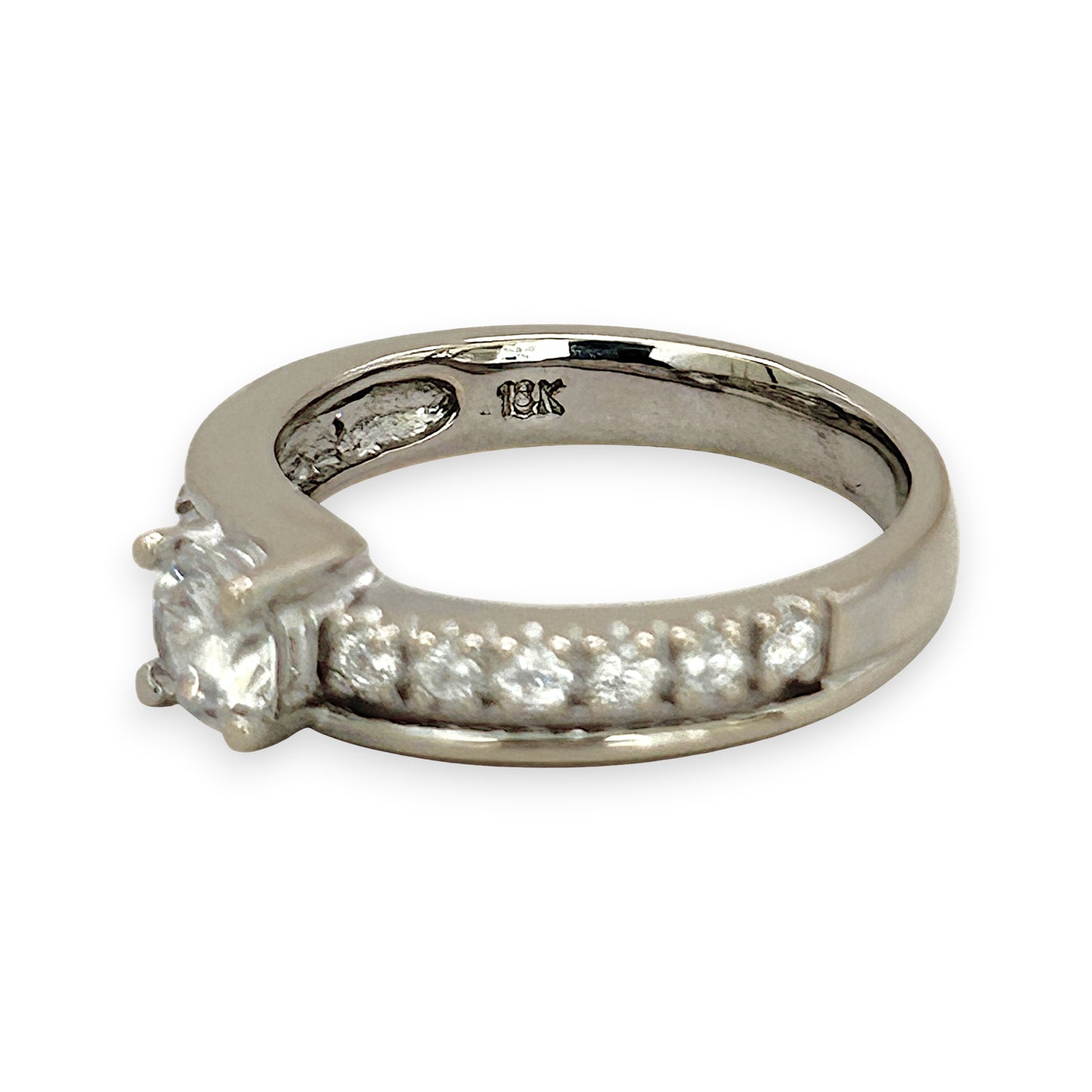 NZGD | 18ct White Gold Frosted Halo Ring Size L