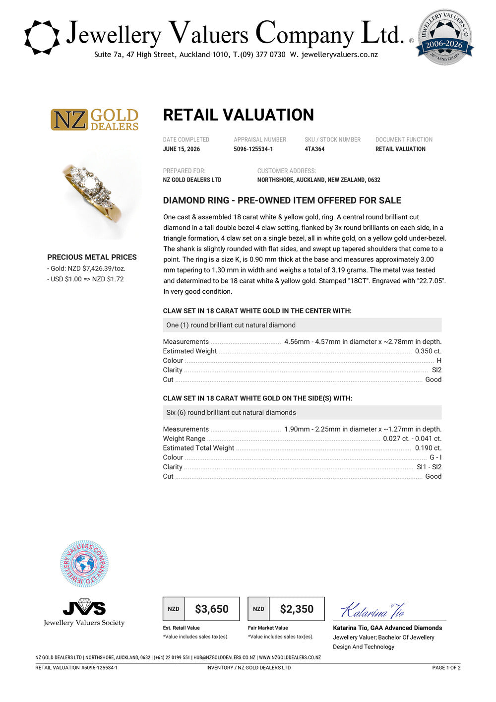 NZGD | 18ct Gold Diamond Radiance Cluster Ring Valuation $3,650