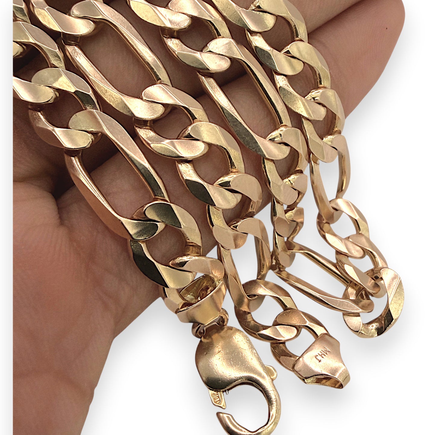 NZGD | 10ct Gold 49.64g MHJ Masterlink Figaro Chain 58cm