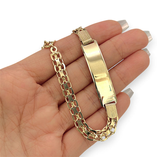 NZGD | 18ct Gold Maison Double‑Link ID Bar Bracelet 21.5cm