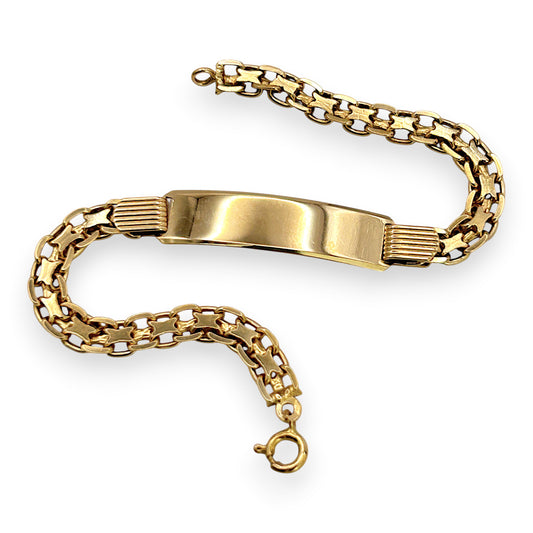 NZGD | 18ct Gold Maison Double‑Link ID Bar Bracelet 21.5cm
