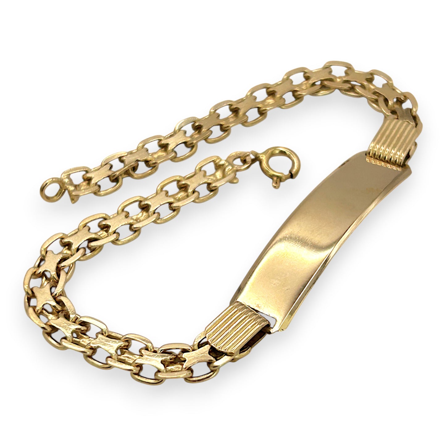 NZGD | 18ct Gold Maison Double‑Link ID Bar Bracelet 21.5cm