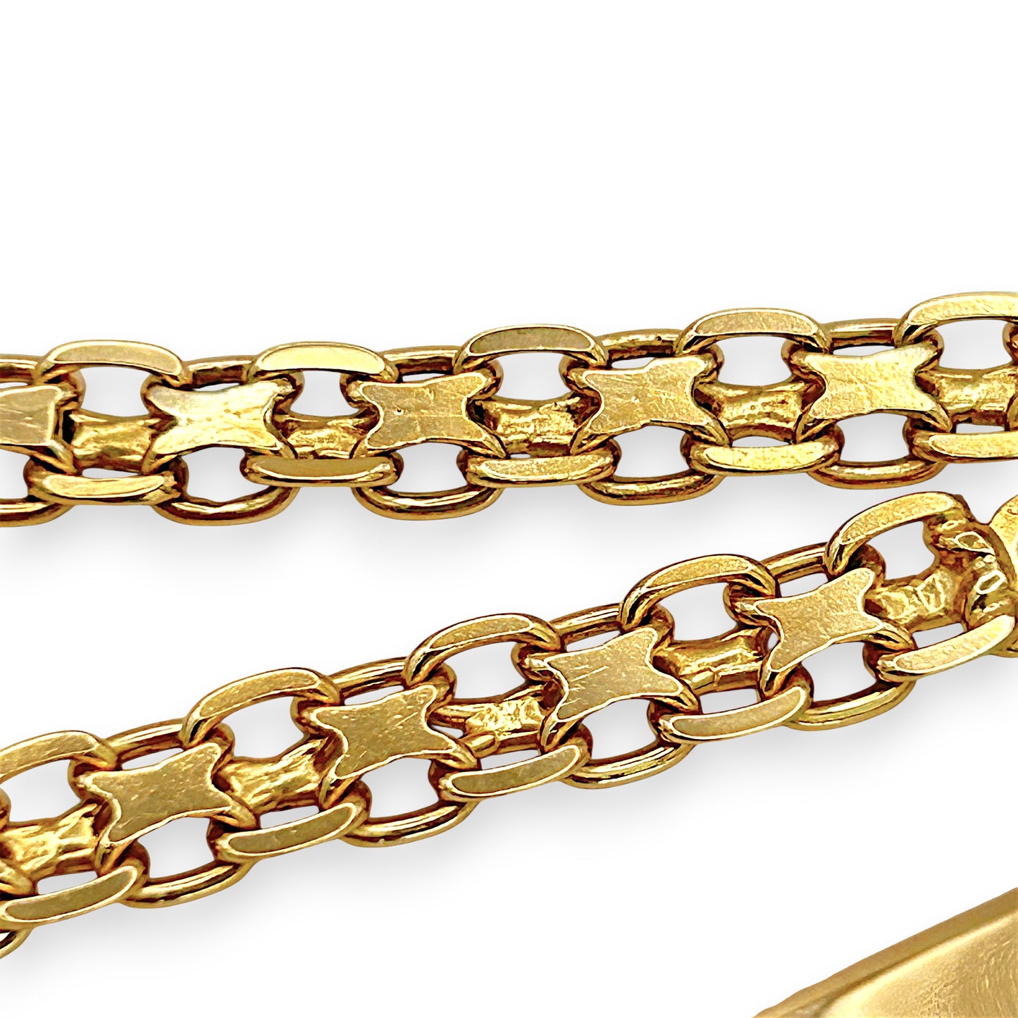 NZGD | 18ct Gold Maison Double‑Link ID Bar Bracelet 21.5cm