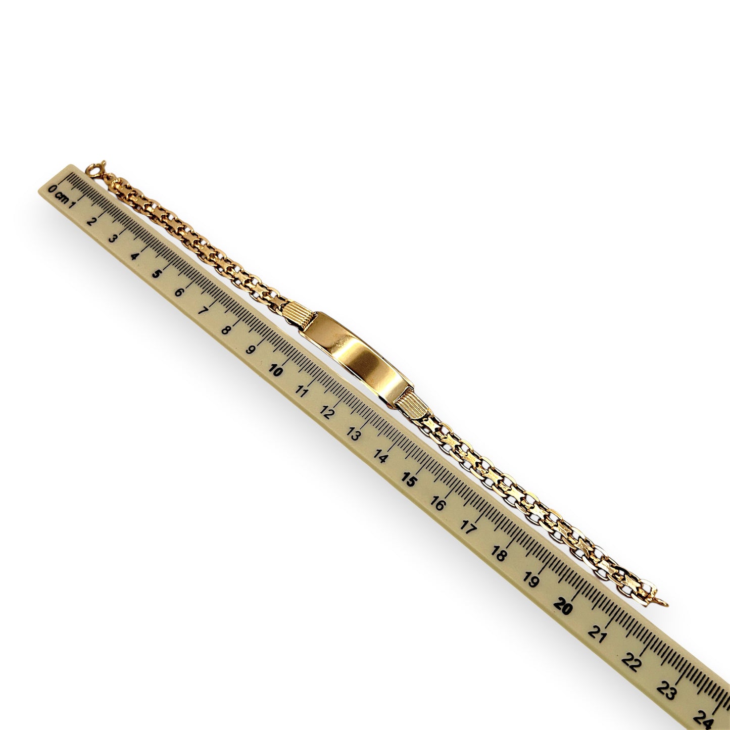 NZGD | 18ct Gold Maison Double‑Link ID Bar Bracelet 21.5cm
