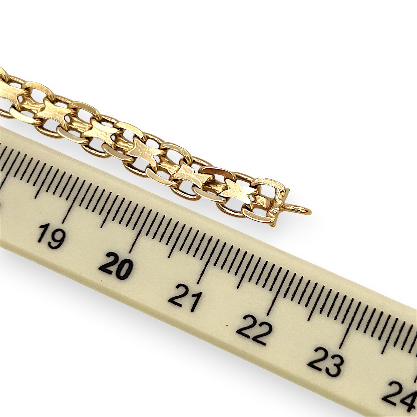 NZGD | 18ct Gold Maison Double‑Link ID Bar Bracelet 21.5cm