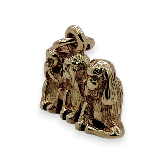 NZGD | 9ct Gold Three Wise Monkeys Charm Pendant 14.5mm
