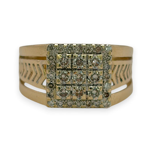 NZGD | 14kt Gold Diamond Chevron‑Side Cluster Ring Size S