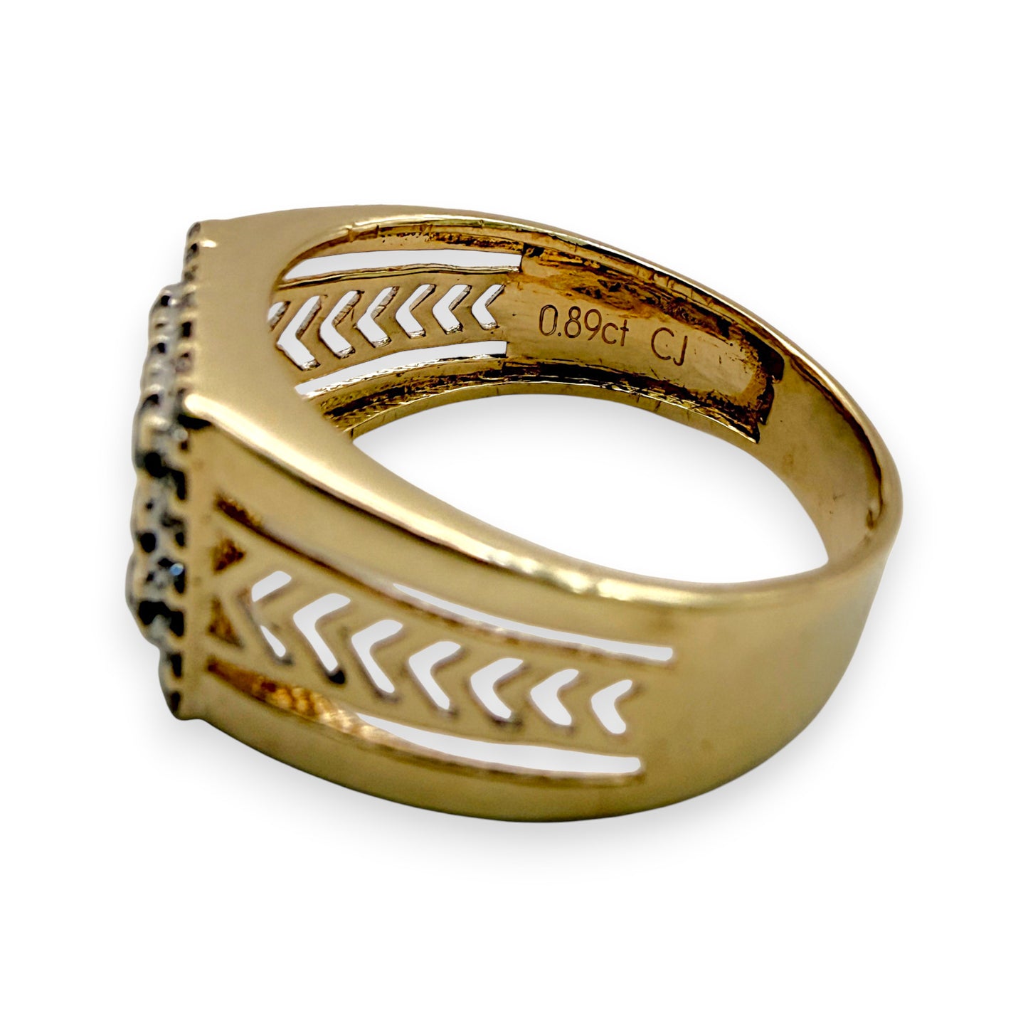 NZGD | 14kt Gold Diamond Chevron‑Side Cluster Ring Size S