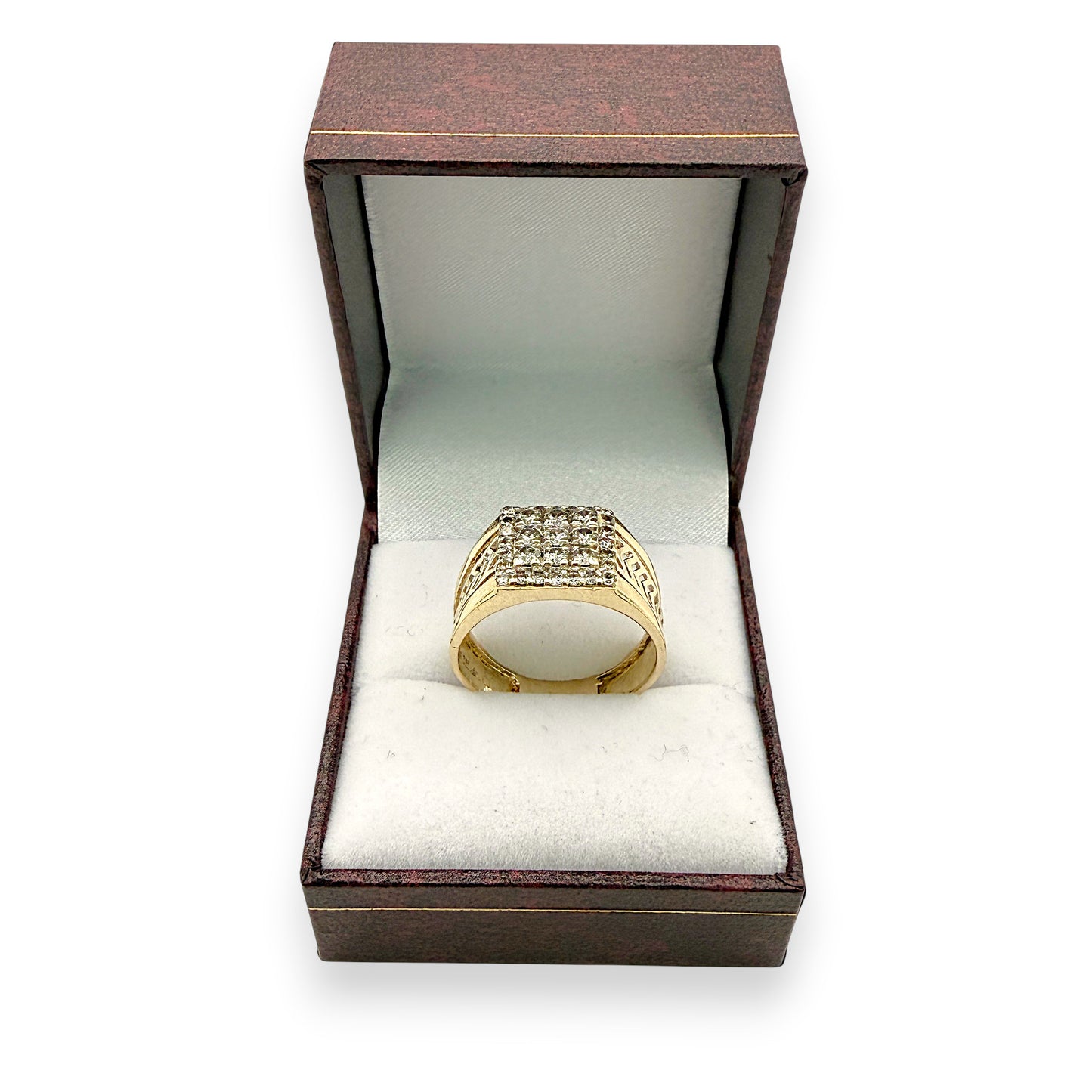 NZGD | 14kt Gold Diamond Chevron‑Side Cluster Ring Size S