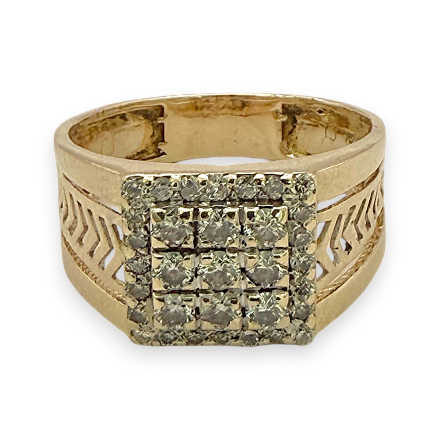 NZGD | 14kt Gold Diamond Chevron‑Side Cluster Ring Size S