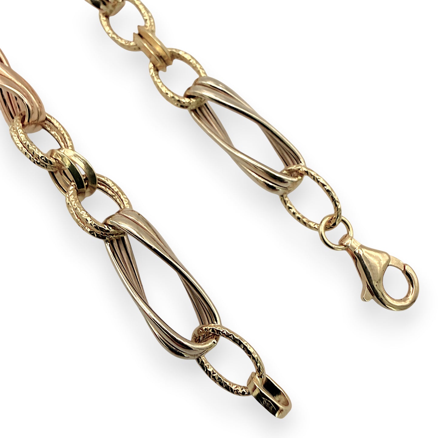 NZGD | 18ct Y/R Gold Twilight Dual‑Tone Twist‑Link Bracelet 19cm