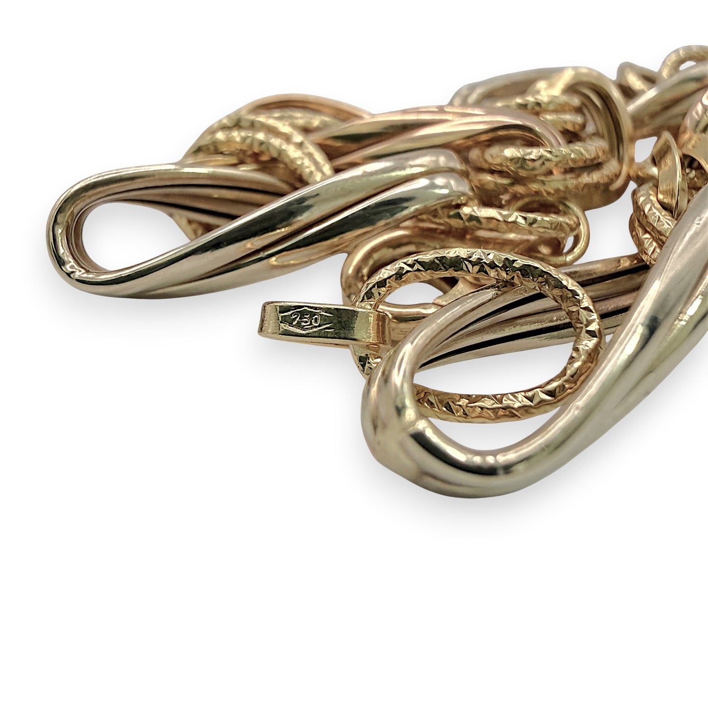 NZGD | 18ct Y/R Gold Twilight Dual‑Tone Twist‑Link Bracelet 19cm
