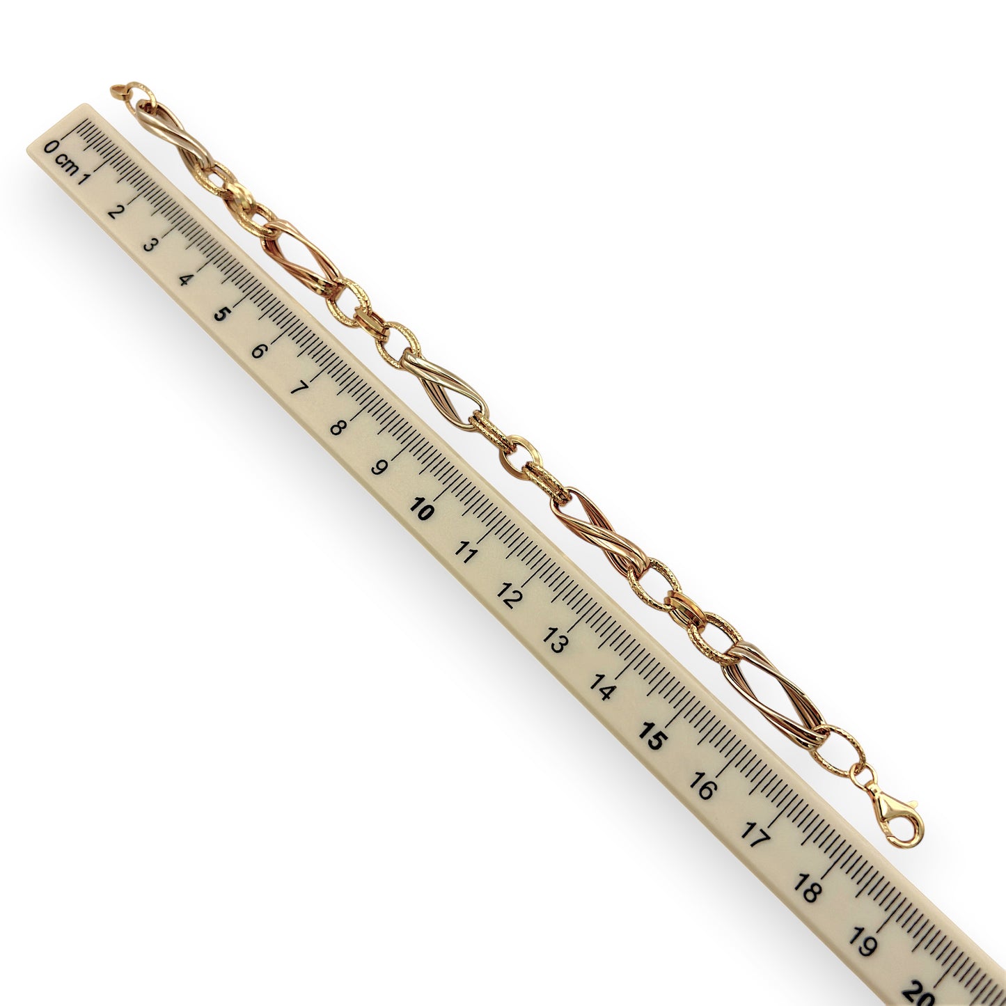 NZGD | 18ct Y/R Gold Twilight Dual‑Tone Twist‑Link Bracelet 19cm