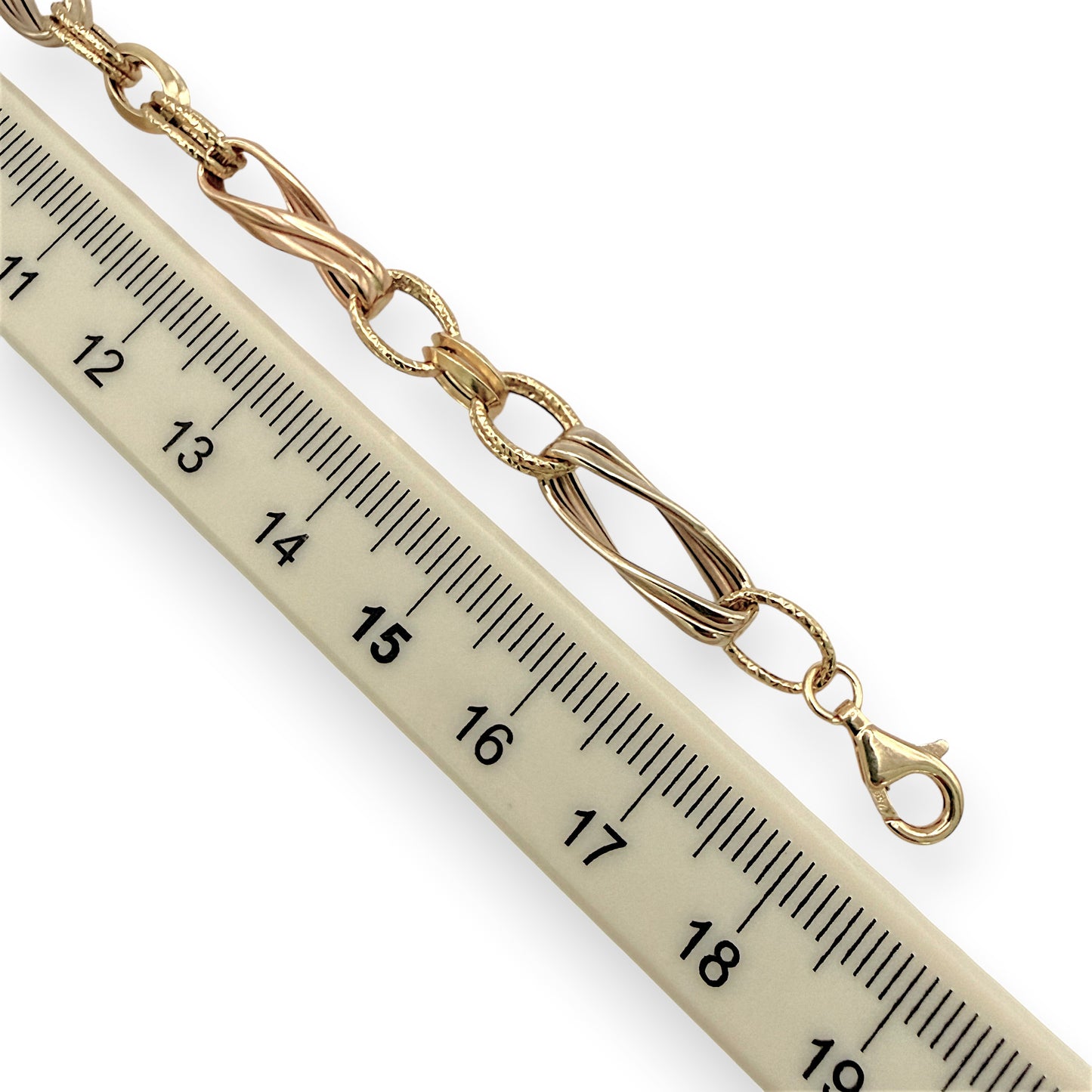NZGD | 18ct Y/R Gold Twilight Dual‑Tone Twist‑Link Bracelet 19cm