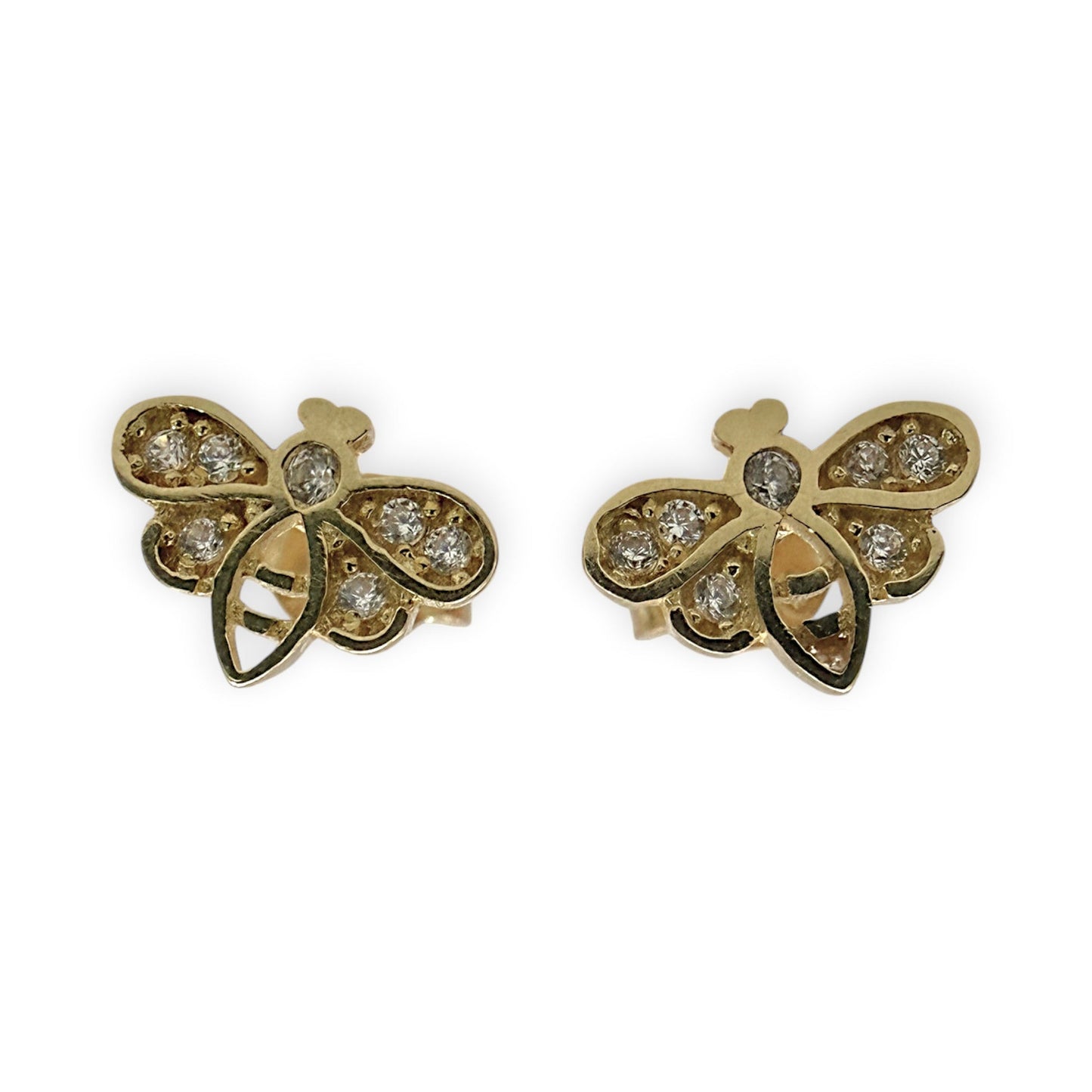 NZGD | 18ct Gold Celeste Bee Sparkle Stud Earrings 8.4mm