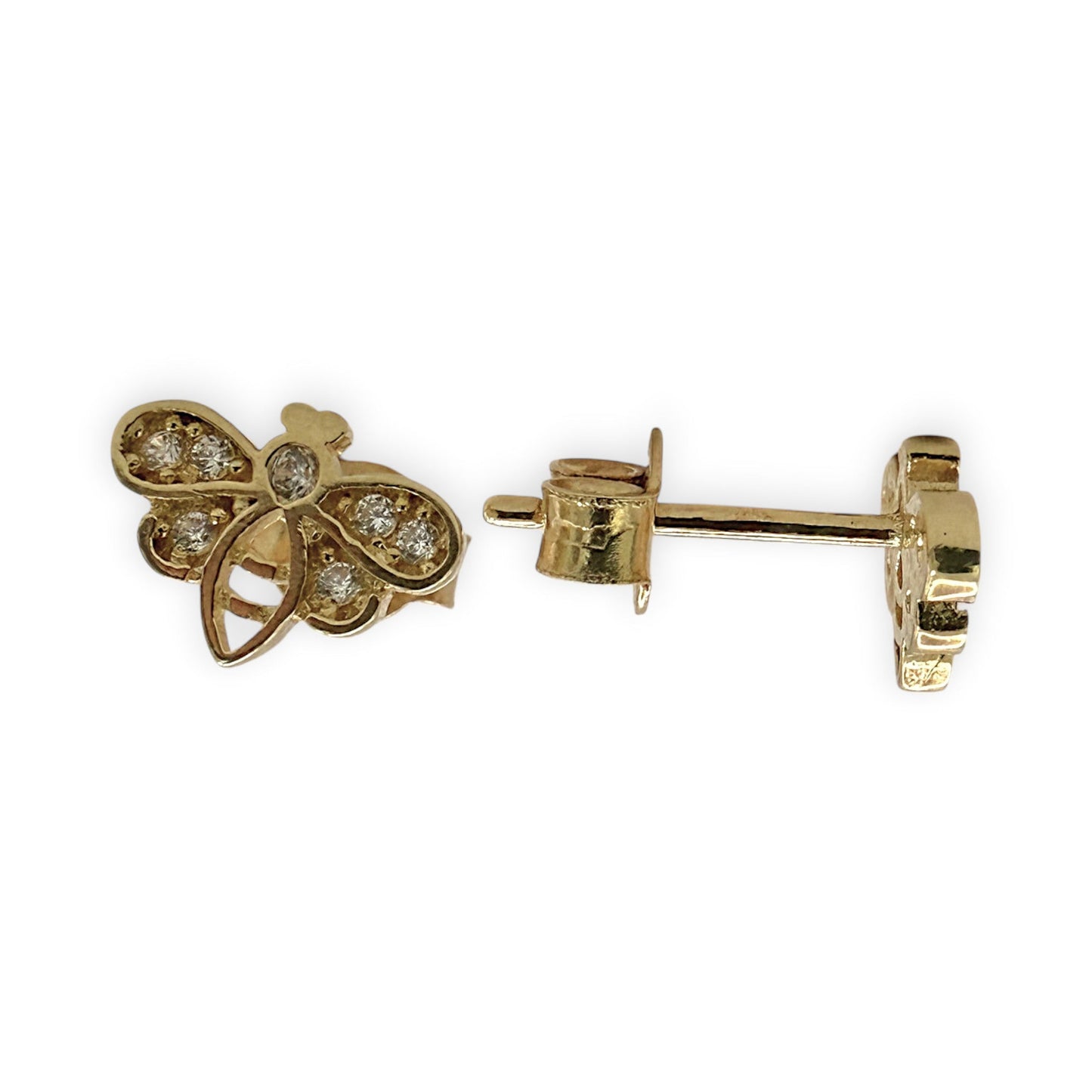 NZGD | 18ct Gold Celeste Bee Sparkle Stud Earrings 8.4mm