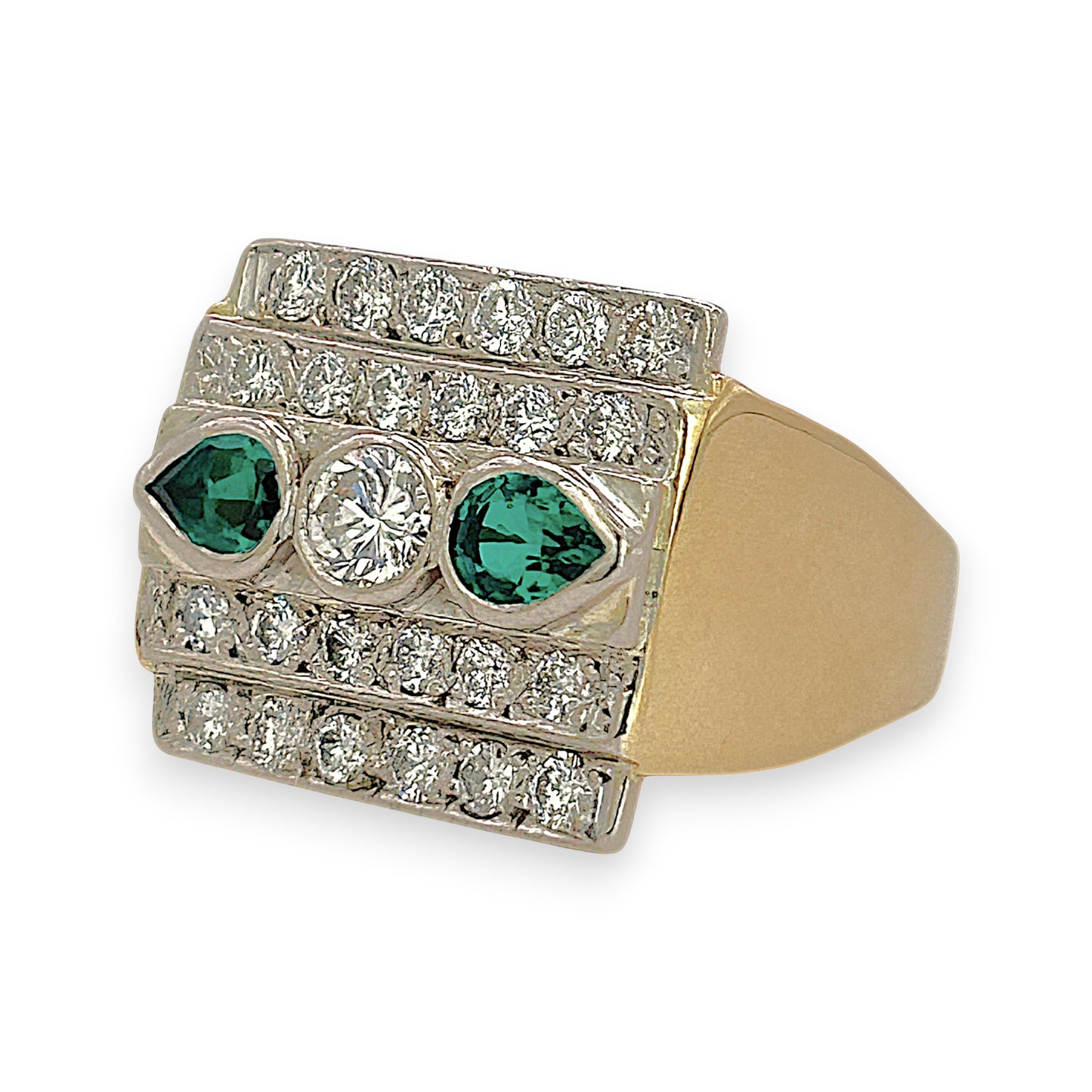 NZGD | 18ct Gold Greenline Radiant Statement Ring Size N