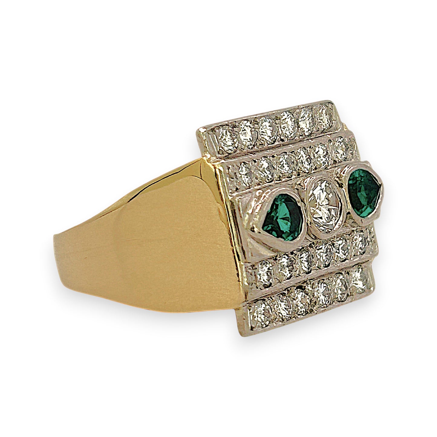 NZGD | 18ct Gold Greenline Radiant Statement Ring Size N