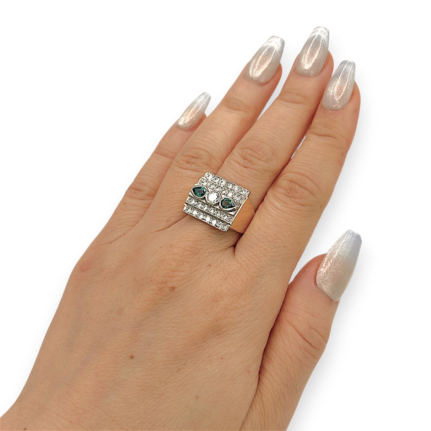 NZGD | 18ct Gold Greenline Radiant Statement Ring Size N