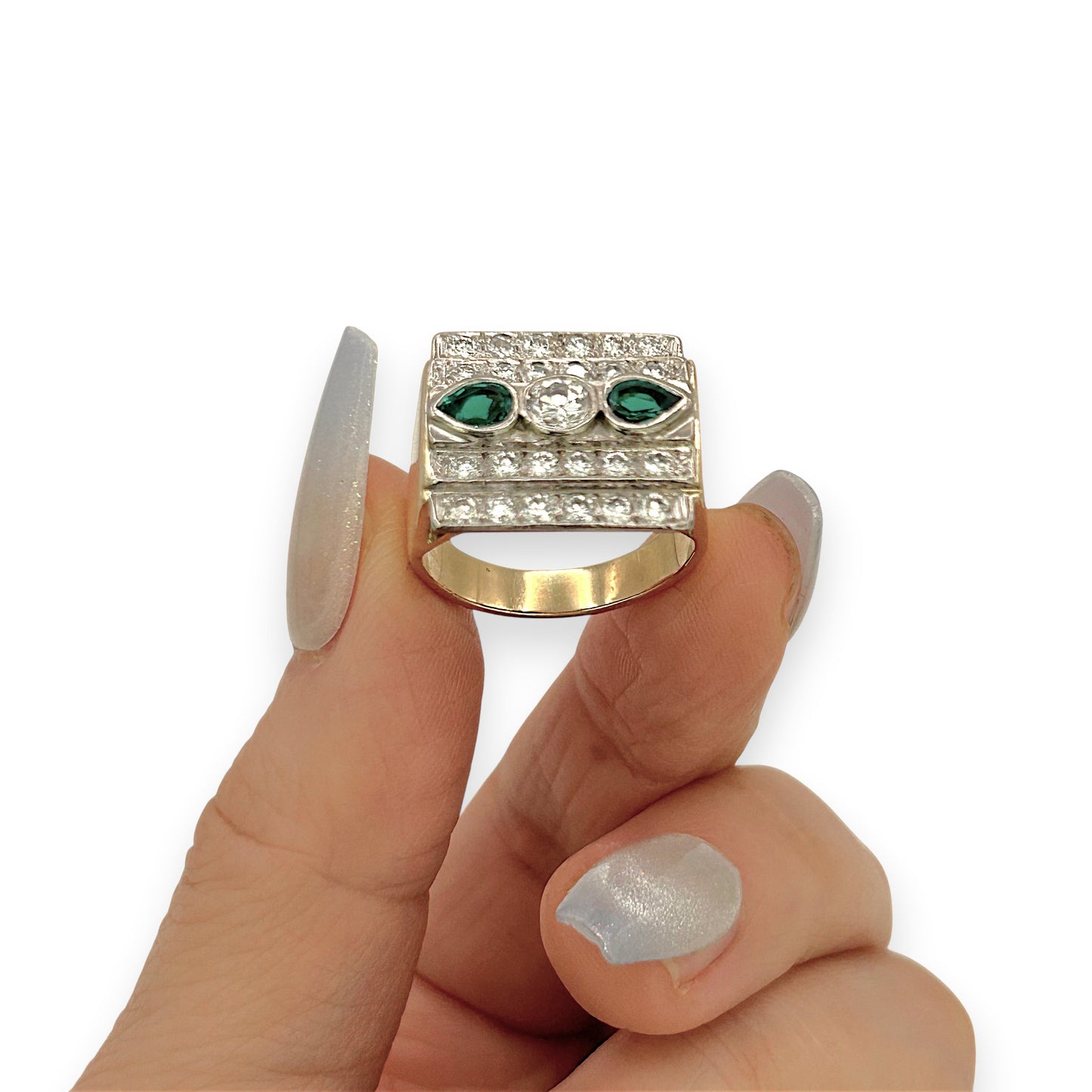 NZGD | 18ct Gold Greenline Radiant Statement Ring Size N