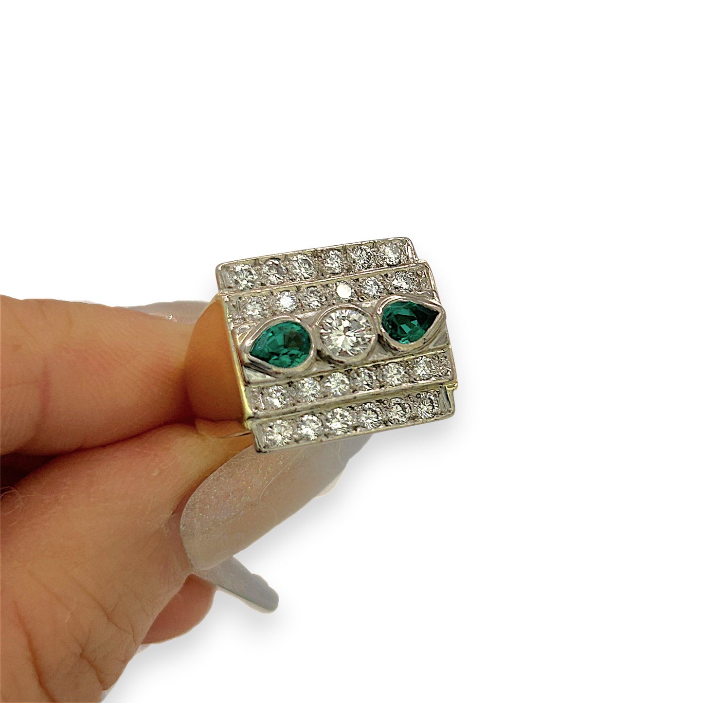 NZGD | 18ct Gold Greenline Radiant Statement Ring Size N